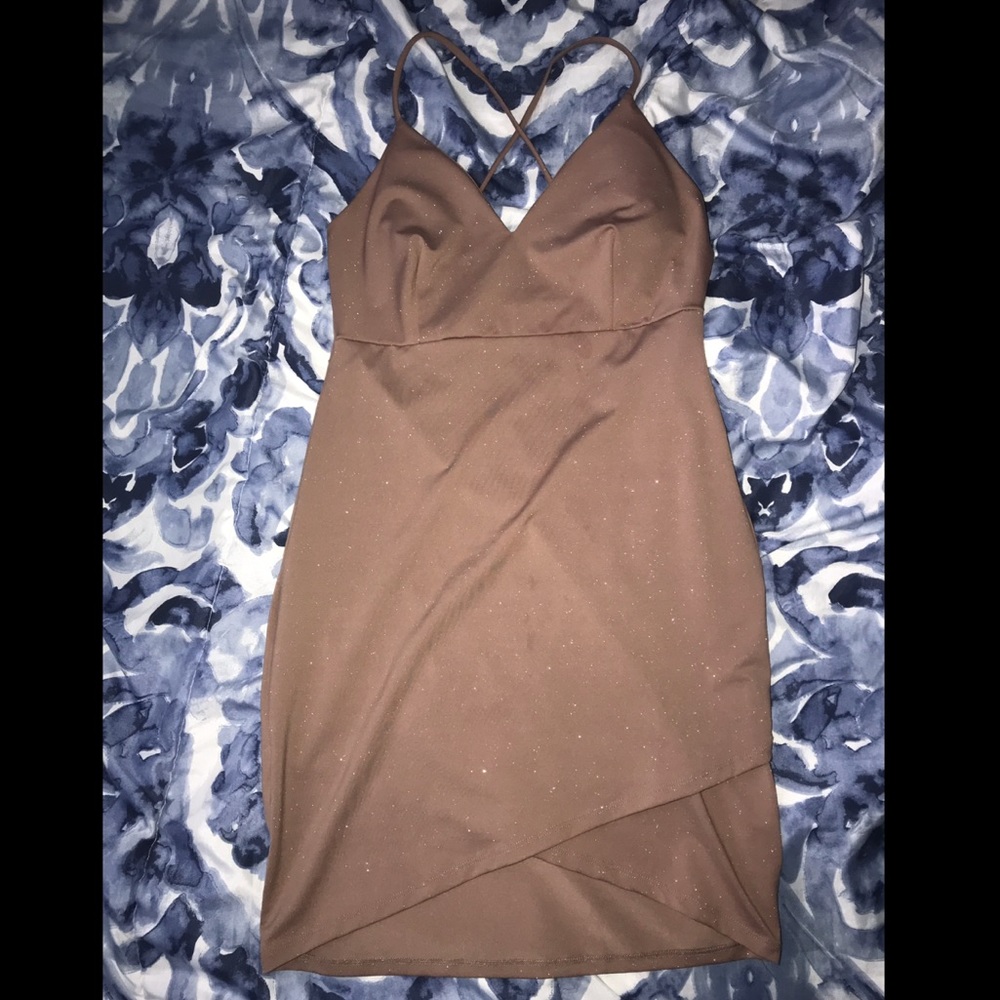 Wrap V-Neck Glittery Dress